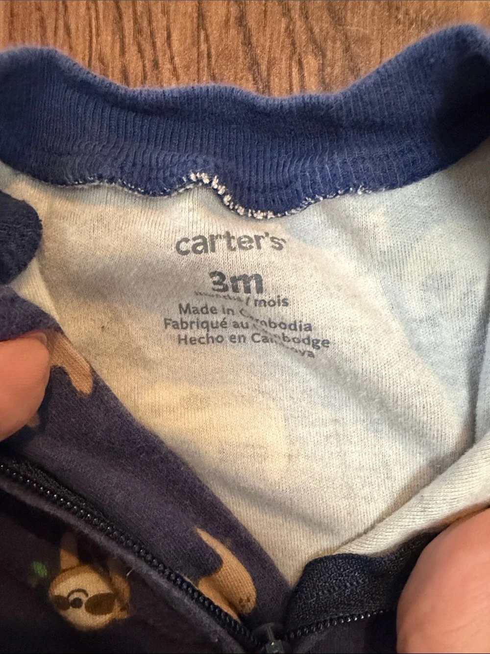 Carter's Navy Fleece Animal Print Footed One-Pieces (Set of 2)